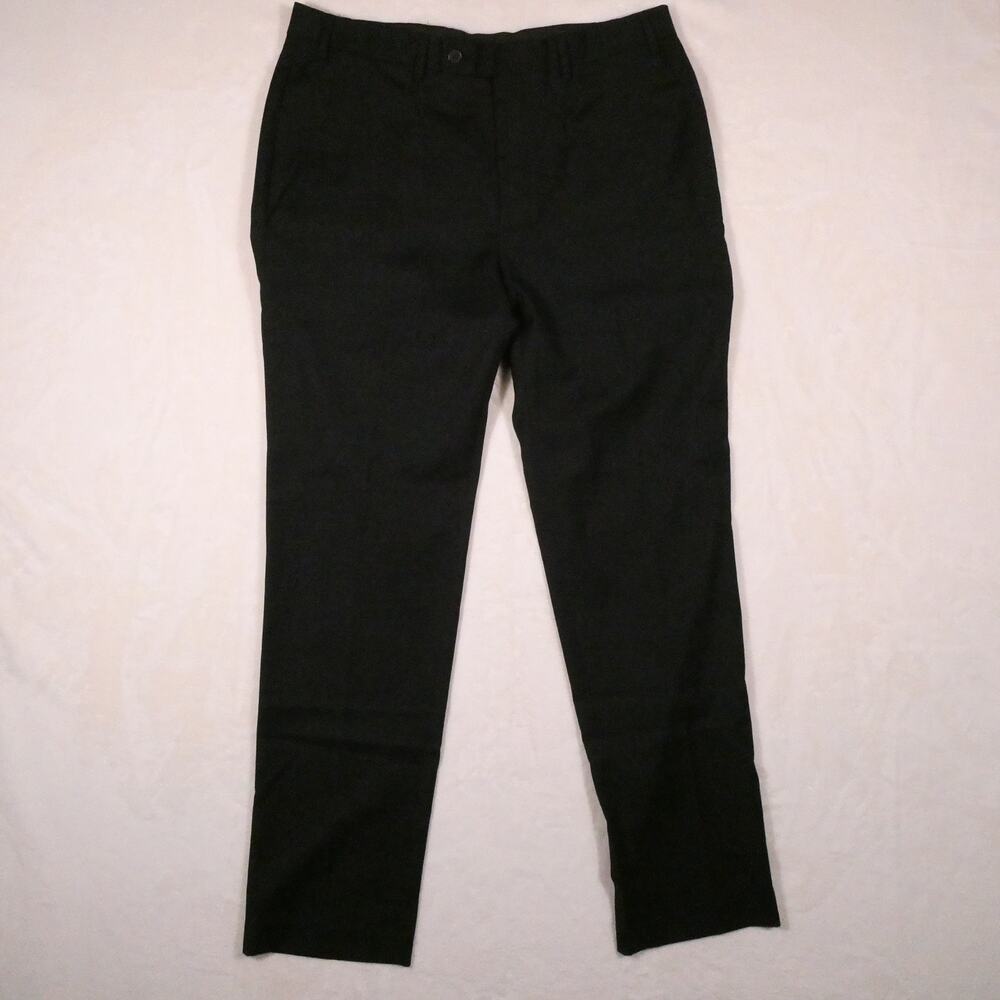 Calvin Klein Flat Front Trousers Size 36x32 Black Straight Leg Pants